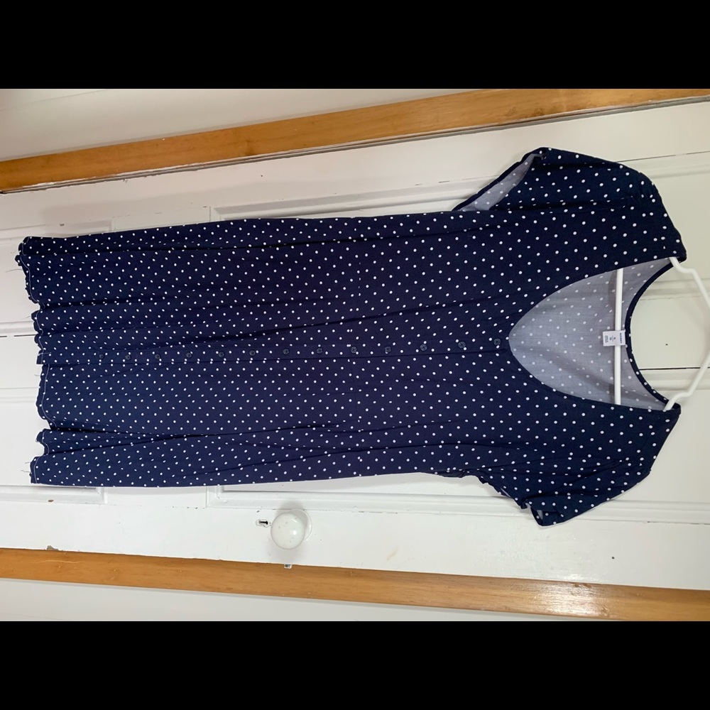Navy and White Polka Dot Dress